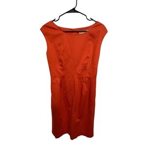 Michael Kors Orange Red Sheath Dress Bateau Neckline Cap Sleeve(0018)